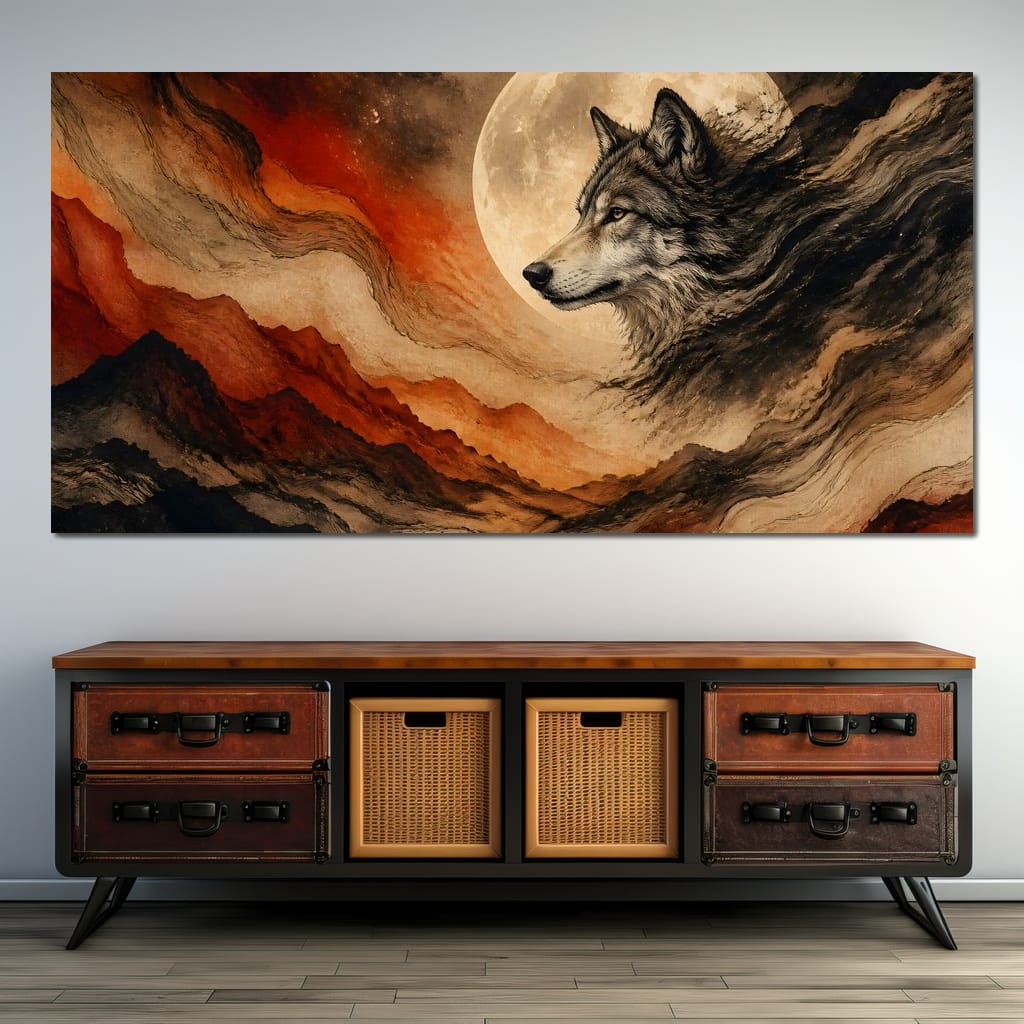 Solitary Howl Before Dawn Canvas Wall Art