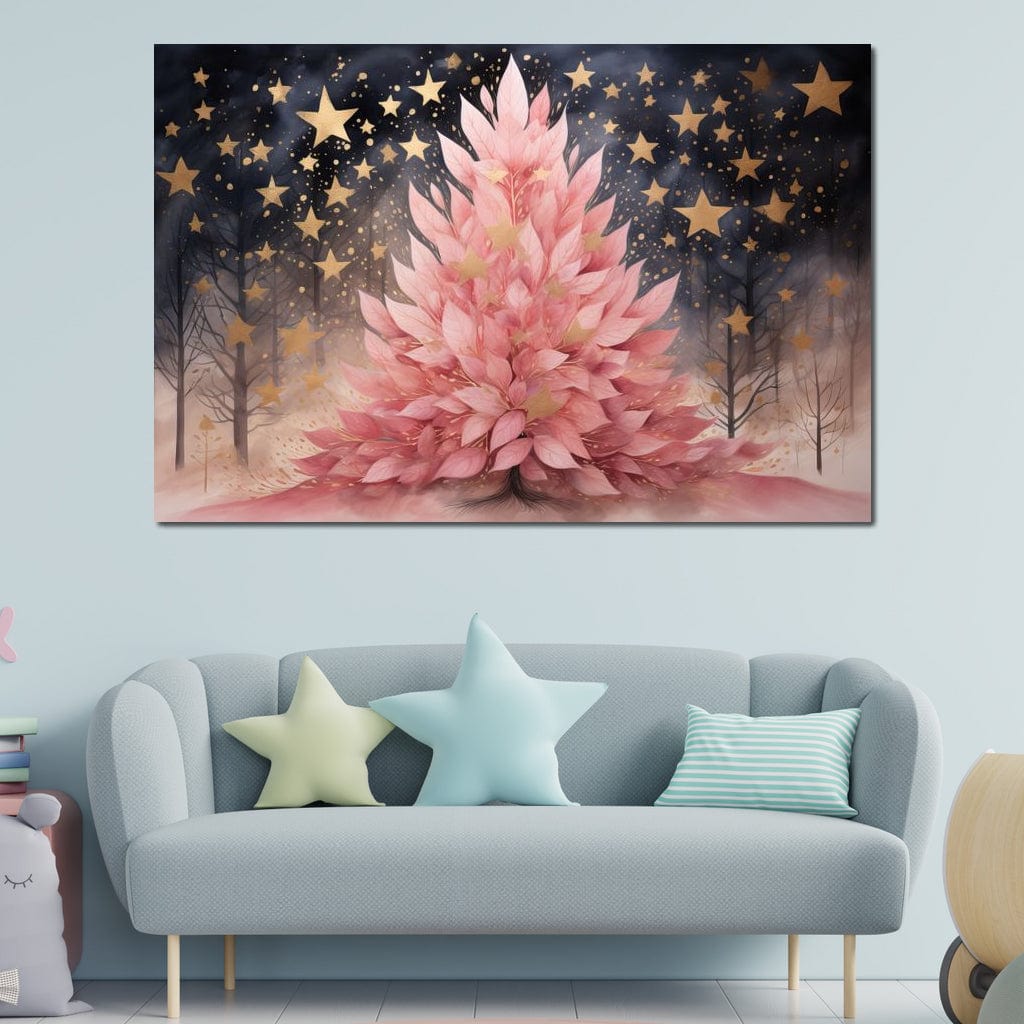 Pink Pine Tree Canvas Wall Art