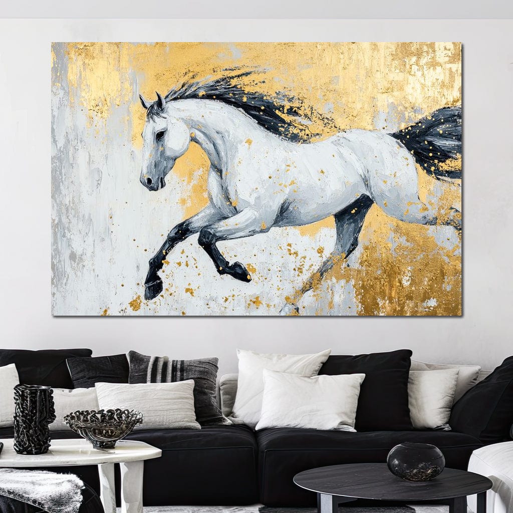 Golden Freedom Gallop Canvas Wall Art