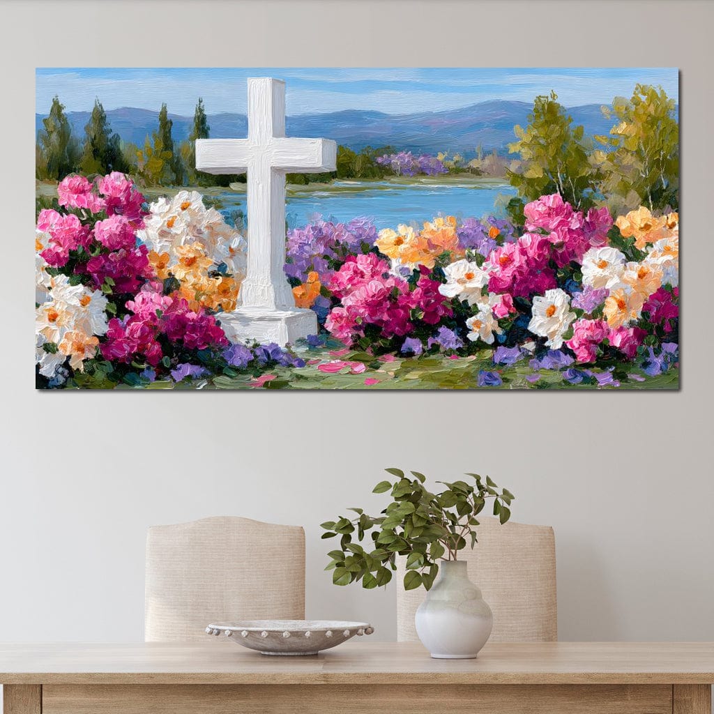 Garden Reverie by the Lake Canvas Wall Art
