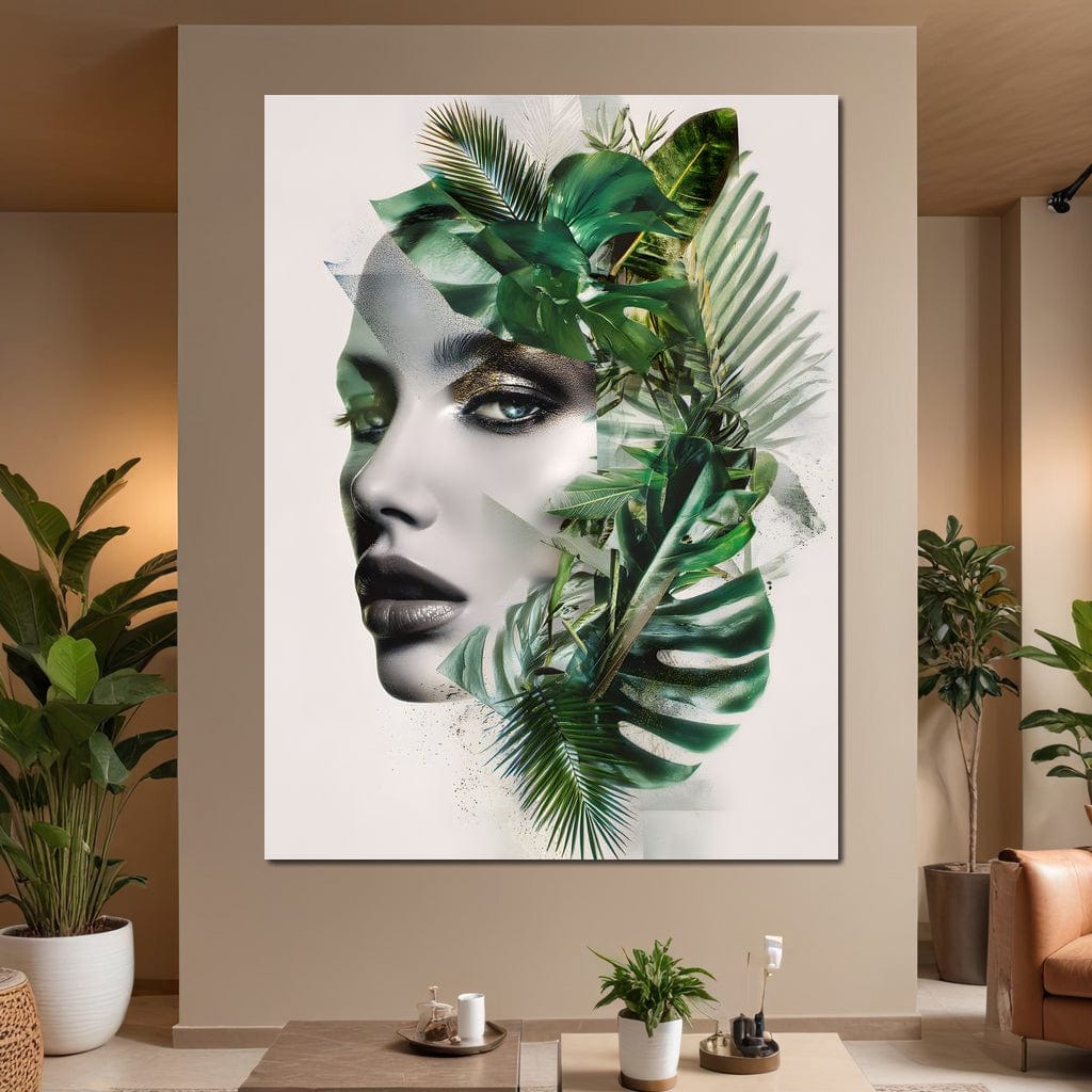 Botanical Muse Fusion Portrait Canvas Wall Art