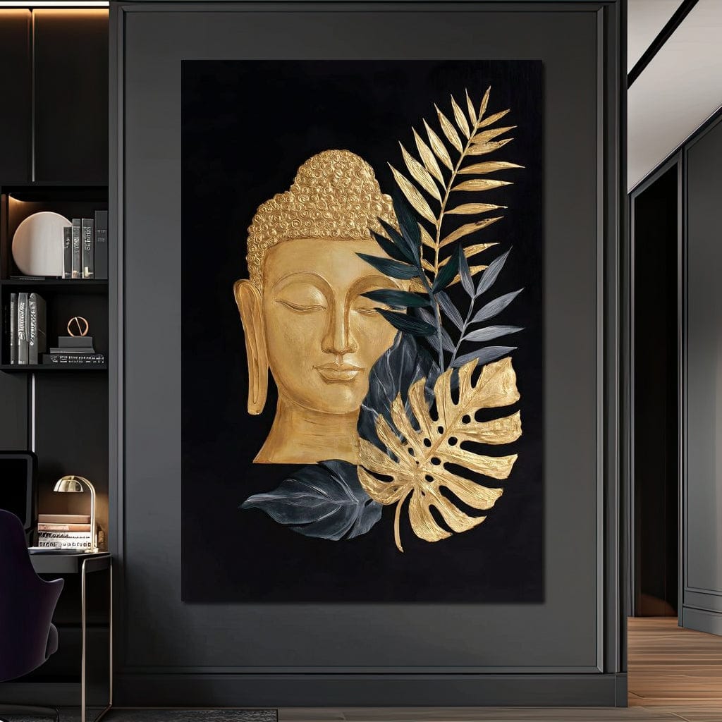 Golden Buddha Botanical Calm Canvas Wall Art