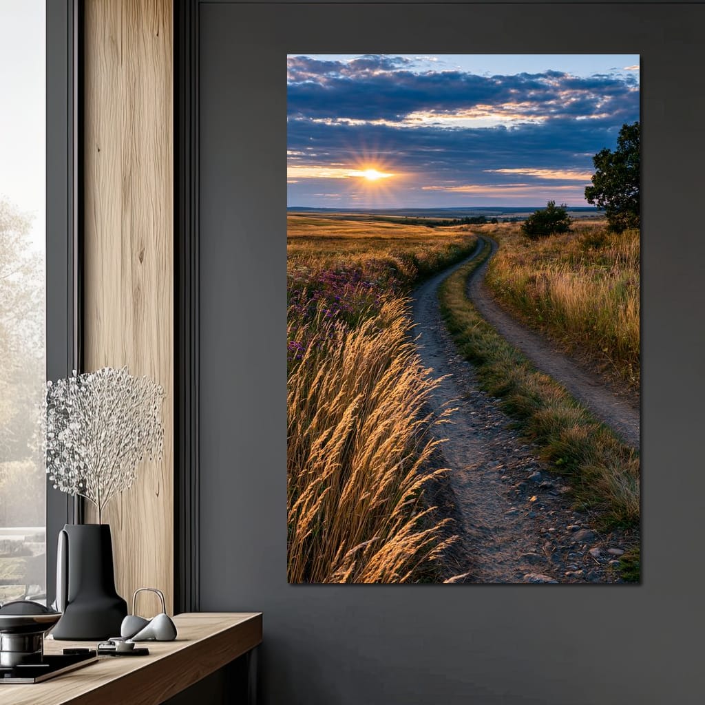 Golden Hour Journey Home Canvas Wall Art