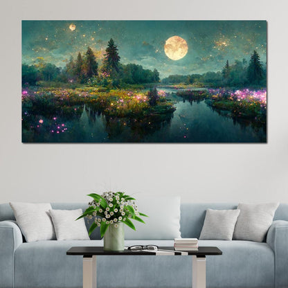 Glittering Lake Canvas Wall Art