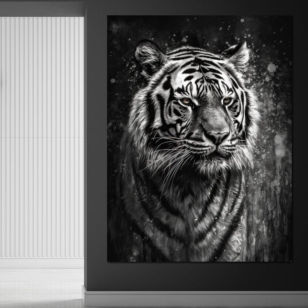 Tiger in Black & White Canvas Wall Art