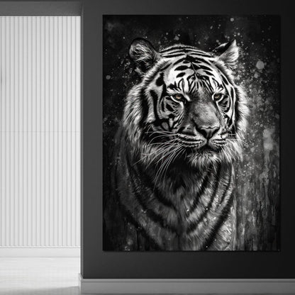 Tiger in Black & White Canvas Wall Art
