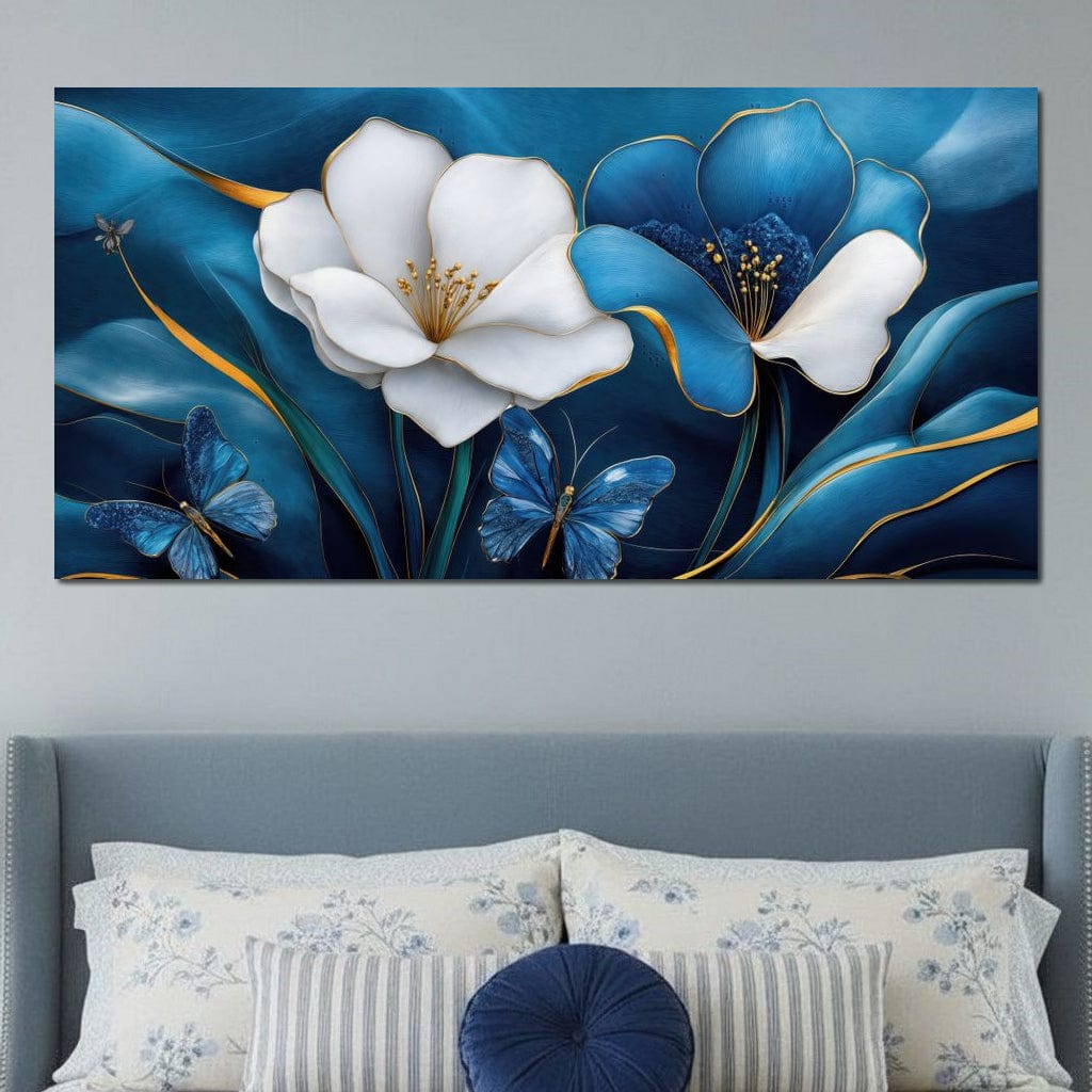 Blue Symphony of Flowers Canvas Wall Art