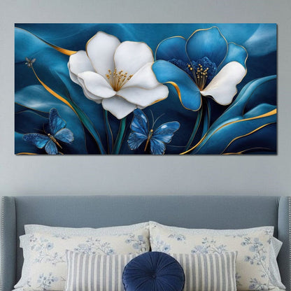 Blue Symphony of Flowers Canvas Wall Art