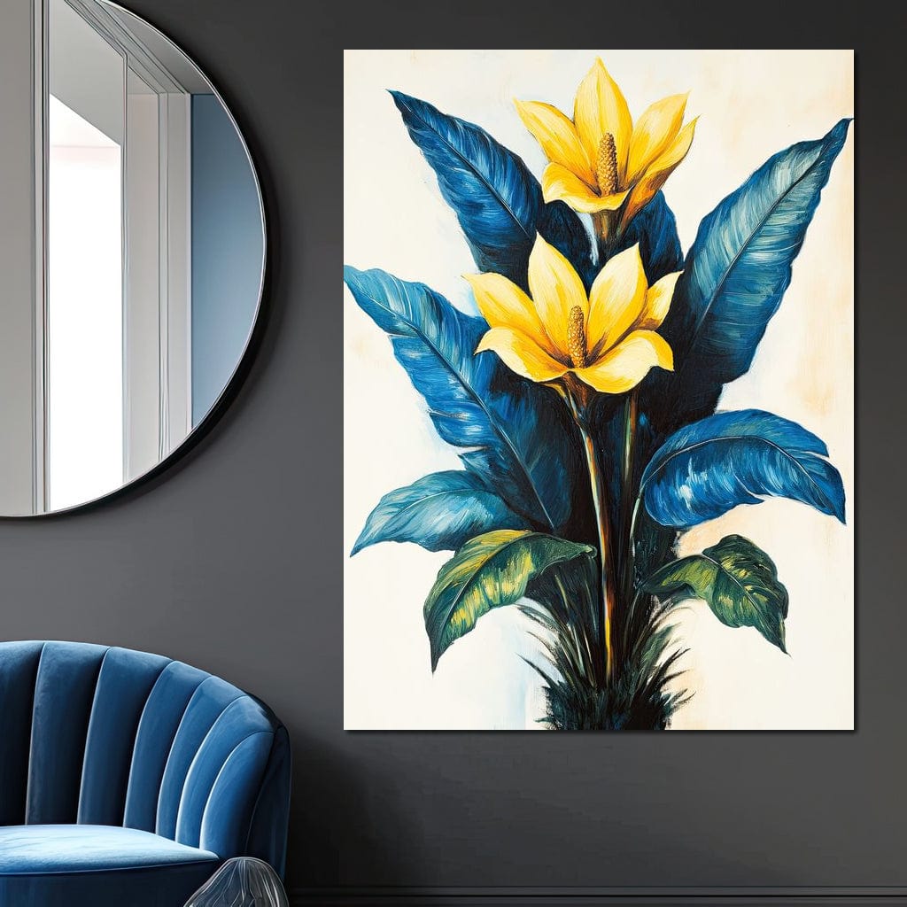 Golden Petals Tropical Elegance Canvas Wall Art