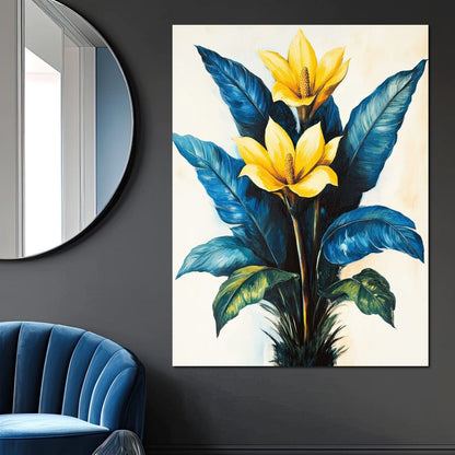 Golden Petals Tropical Elegance Canvas Wall Art