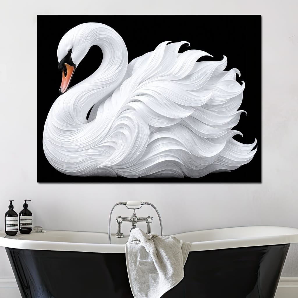 The Alabaster Swan Unfurled Canvas Wall Art