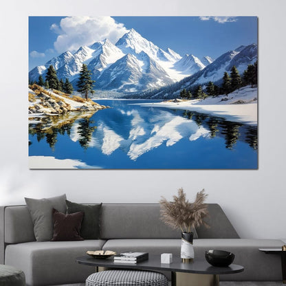 Mountain Reflections Tranquil Canvas Wall Art