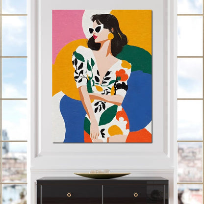 Retro Chic Diva Color Pop Portrait Canvas Wall Art