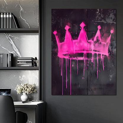 Pink Crown Graffiti Canvas Wall Art