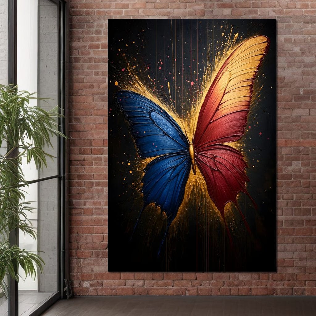 Red & Blue Butterfly Canvas Wall Art