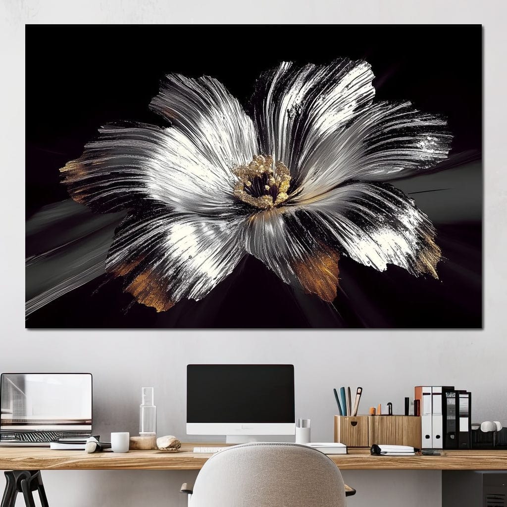 Silver Harvest Petals Radiance Canvas Wall Art