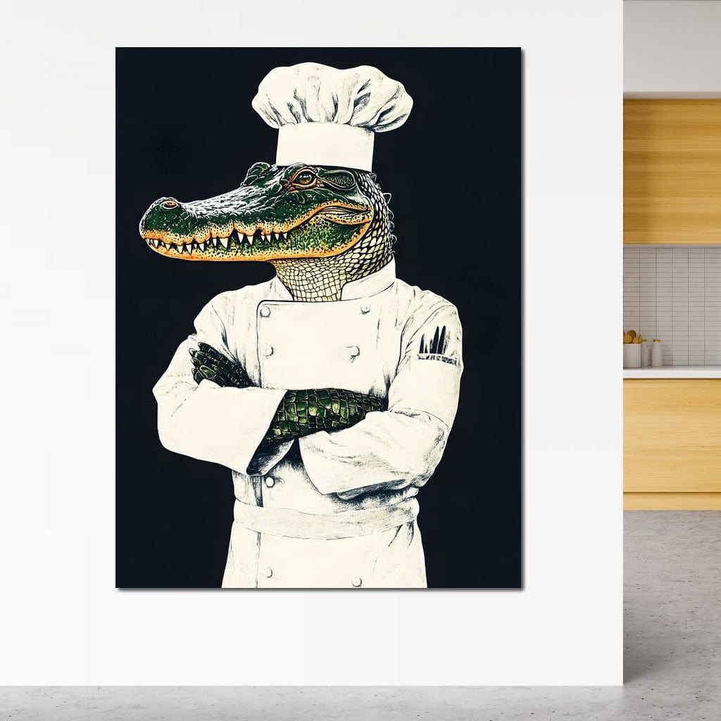 Gator Chef Culinary Humor Canvas Wall Art