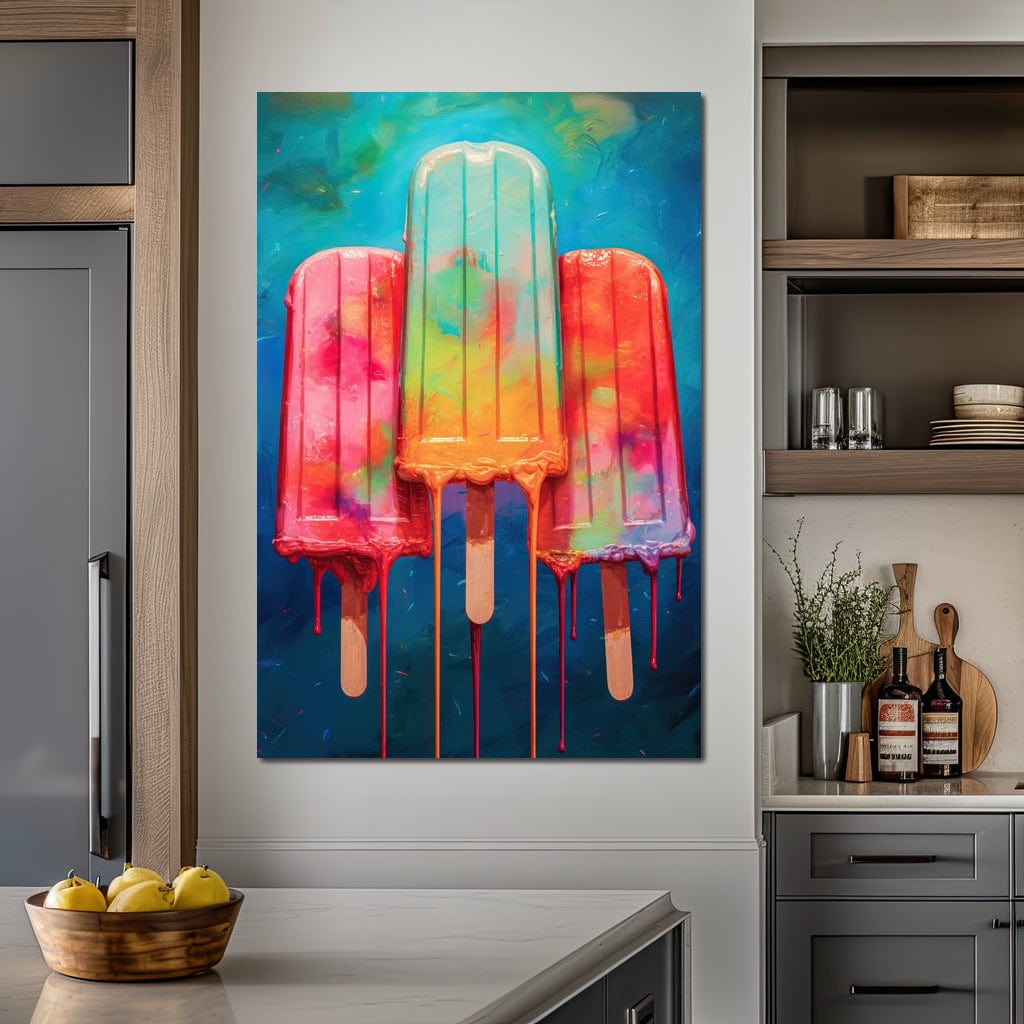 Rainbow Popsicles Glow Canvas Wall Art