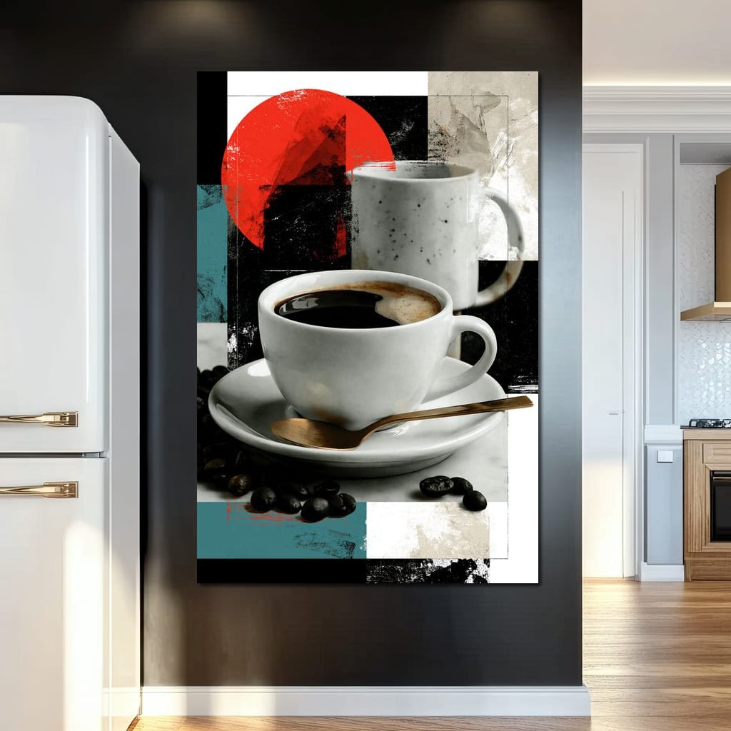 Morning Rituals Within Geometric Forms Canvas Wall Art
