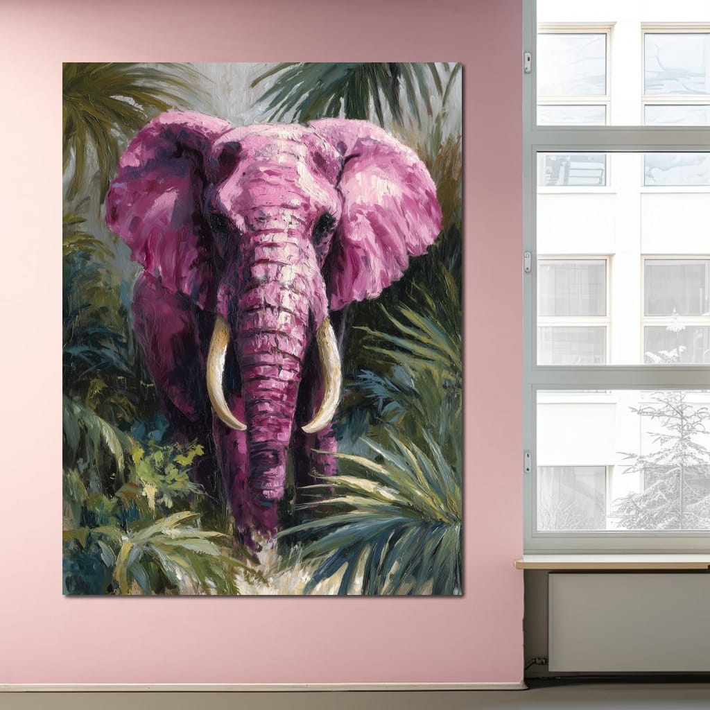 Magenta Elephant Jungle Glory Canvas Wall Art