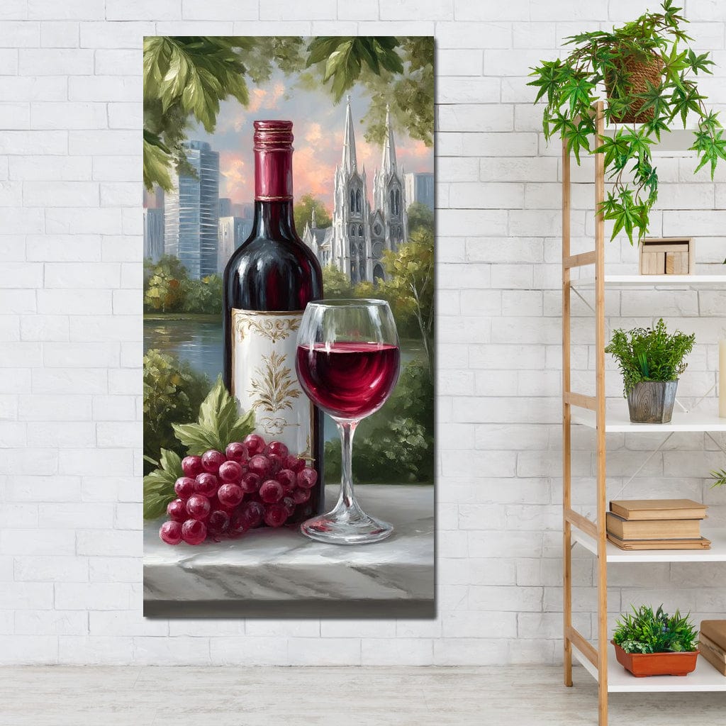 Wine Reflections Cityscape Elegance Canvas Wall Art
