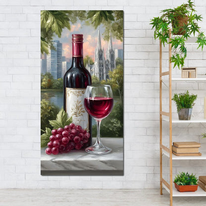 Wine Reflections Cityscape Elegance Canvas Wall Art