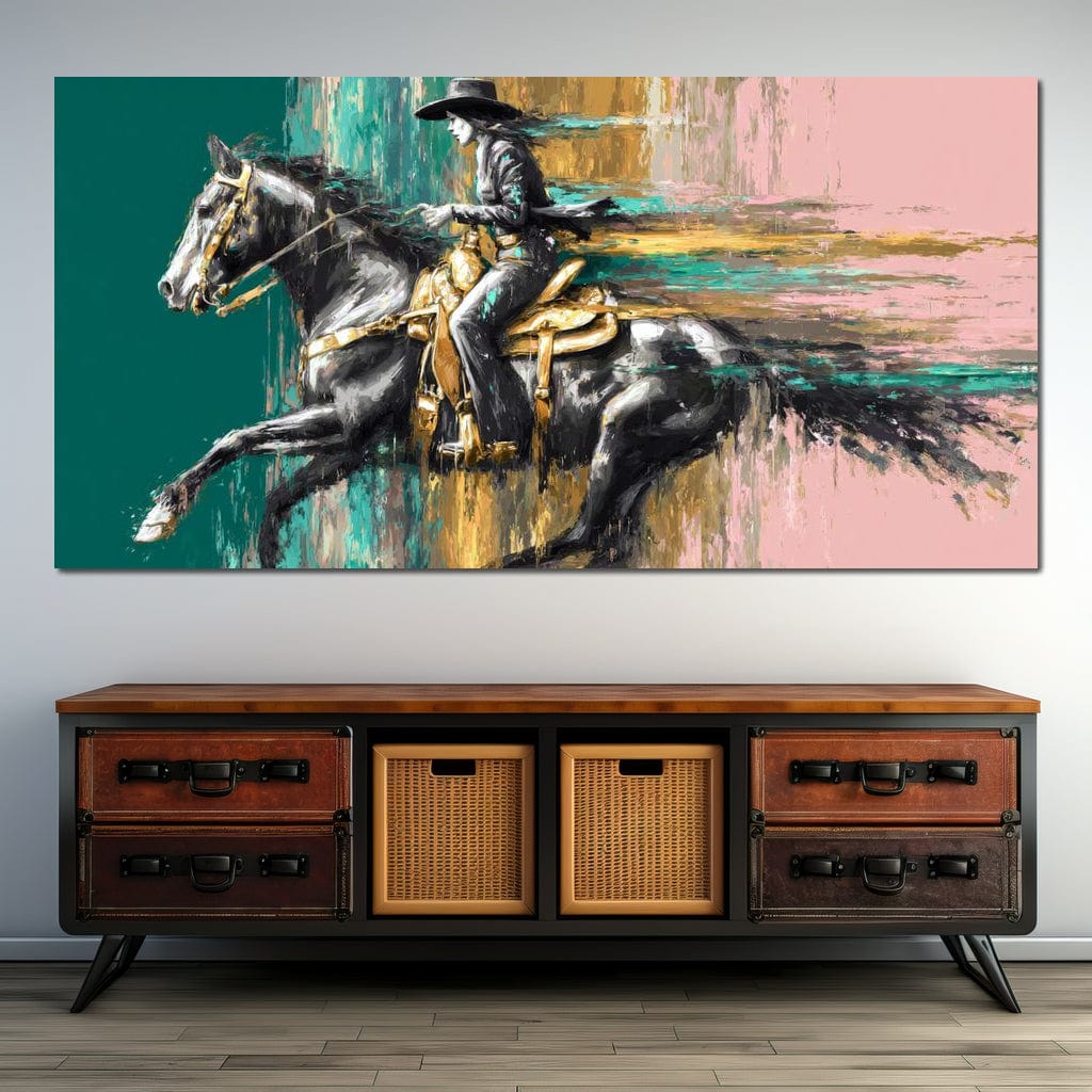 Golden Cowgirl Noir Star Canvas Wall Art