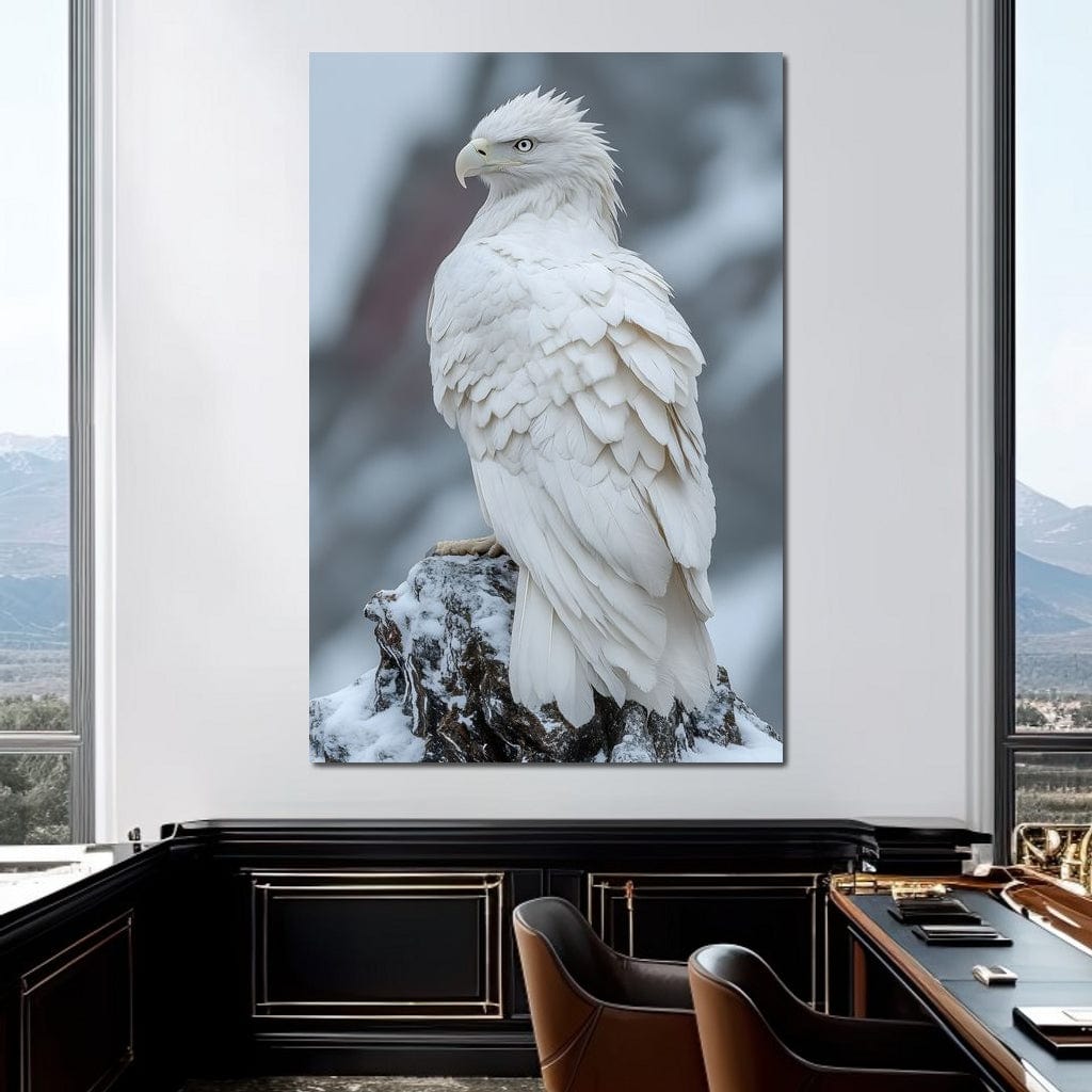 Majestic Winter Hawk Sentinel Canvas Wall Art