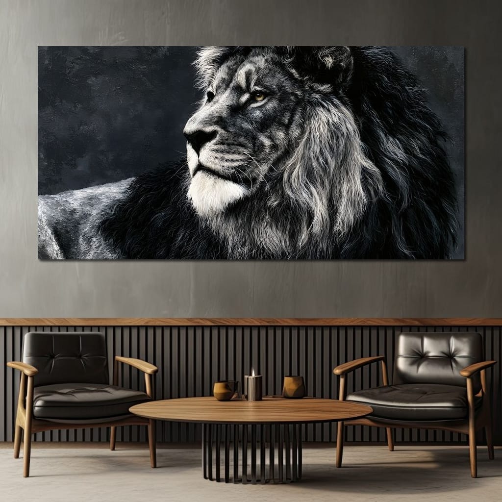 Somber Lion Canvas Wall Art