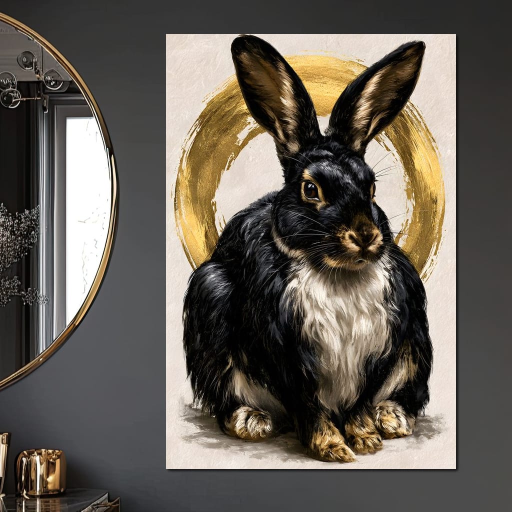 Gilded Hare of the Silent Circle Canvas Wall Art