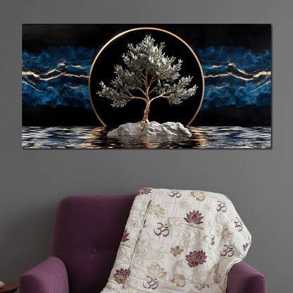 Golden Olive Tree Halo Reflection Canvas Wall Art