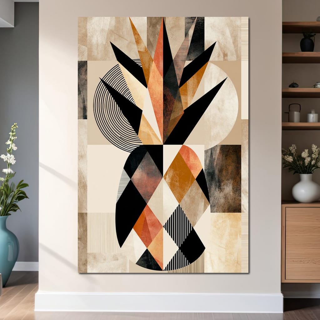 Geometric Still Life of Tropical Pineapple Canvas Wall Art