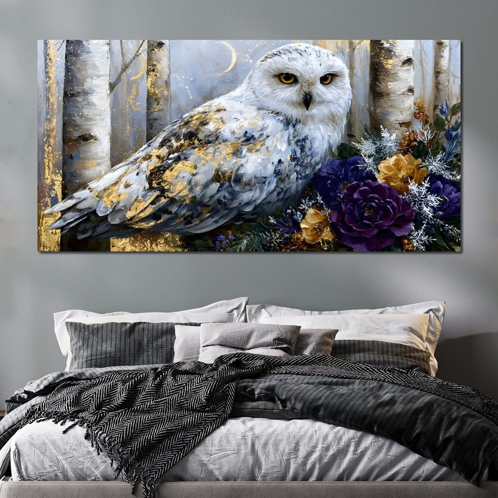Silent Watcher Among Golden Birch Canvas Wall Art