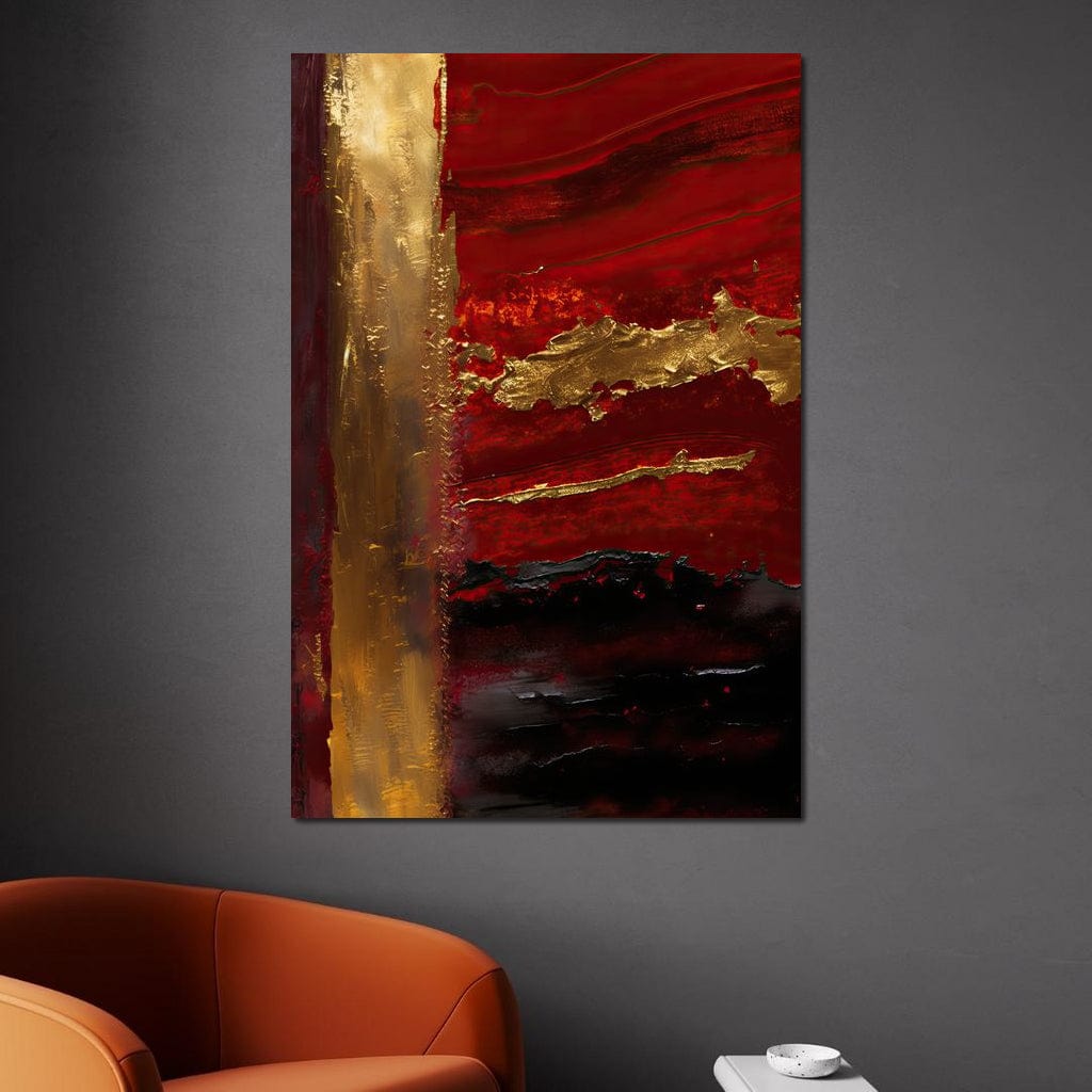 The Lush Layers Collection: Dark Red & Gold 04 Canvas Wall Art