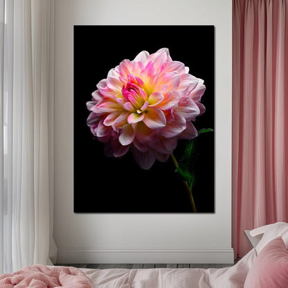 Radiant Dahlia Petals Macro Glow Canvas Wall Art