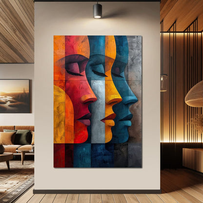 Chromatic Contours Converge Canvas Wall Art