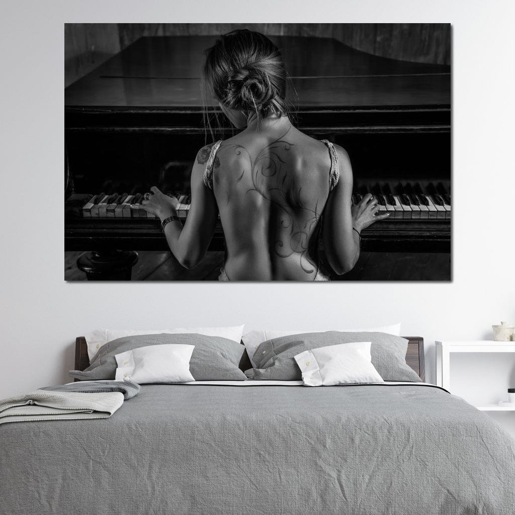 Young Woman Playing Piano Canvas Wall Art
