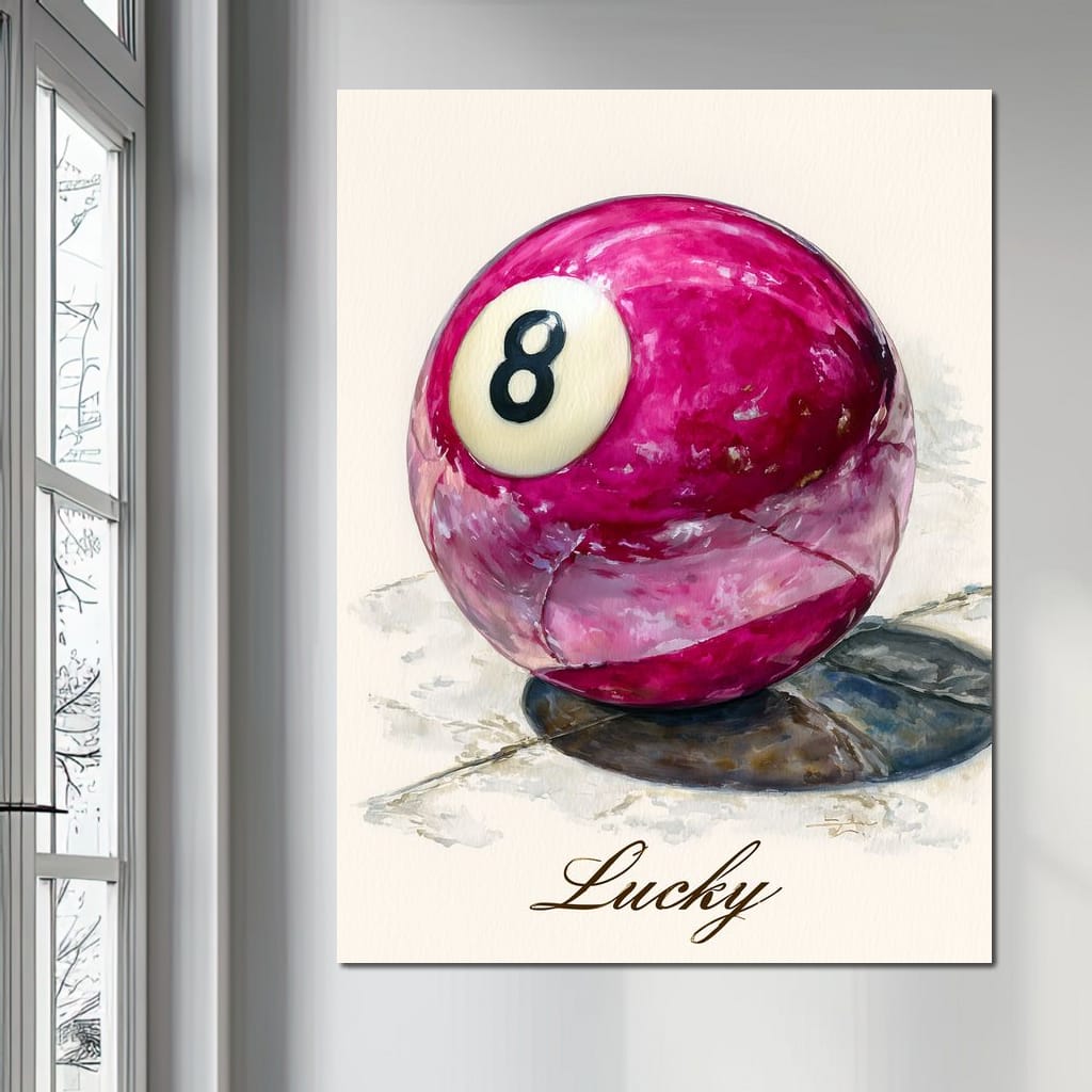 Lucky Eight Billiard Ball Canvas Wall Art
