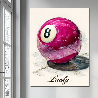 Lucky Eight Billiard Ball Canvas Wall Art