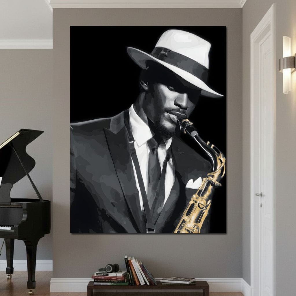 Midnight Jazz Saxophone Groove Canvas Wall Art