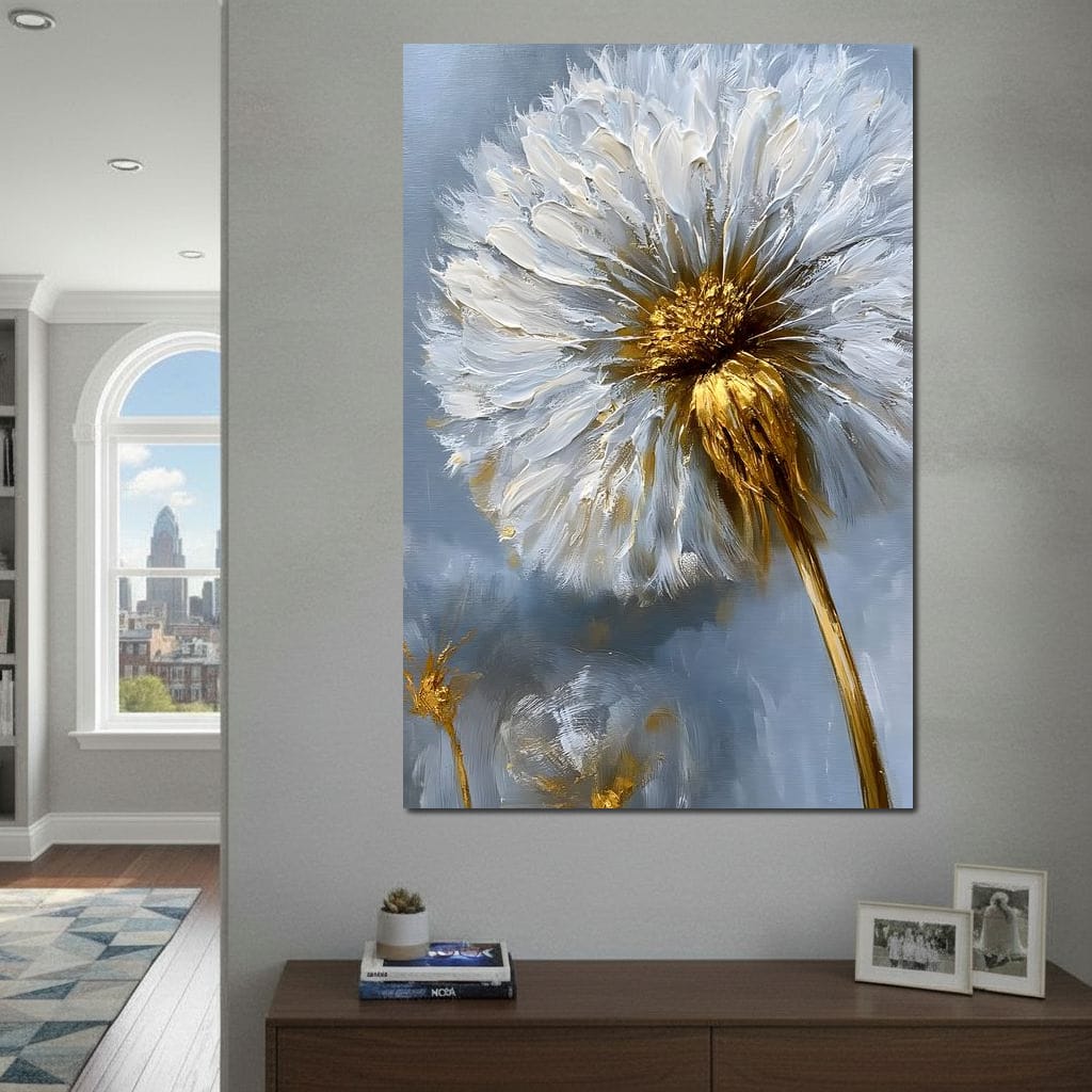 Gilded Dandelion Canvas Wall Art