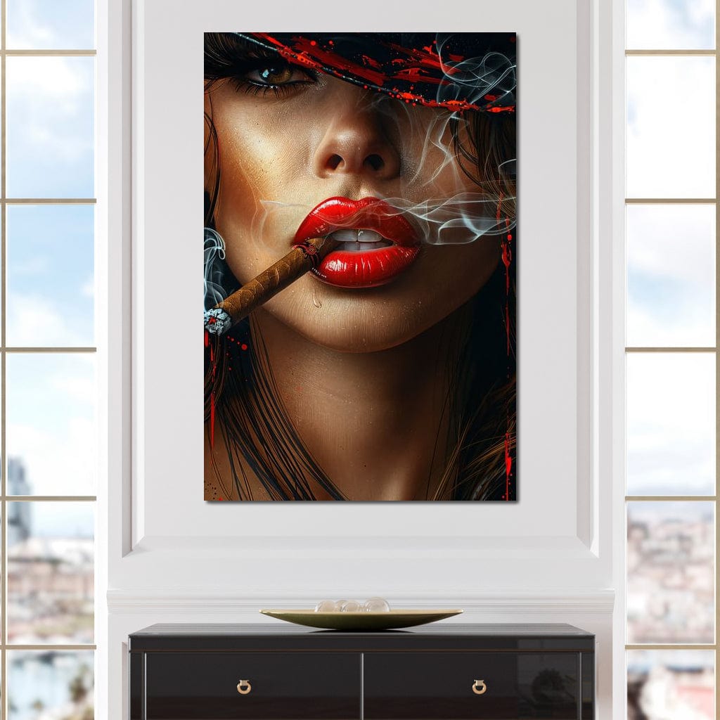 Sultry Smoke and Sable Tresses Canvas Wall Art
