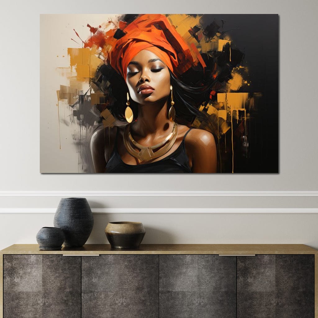 Black Gold Fashion Portrait Canvas Wall Art