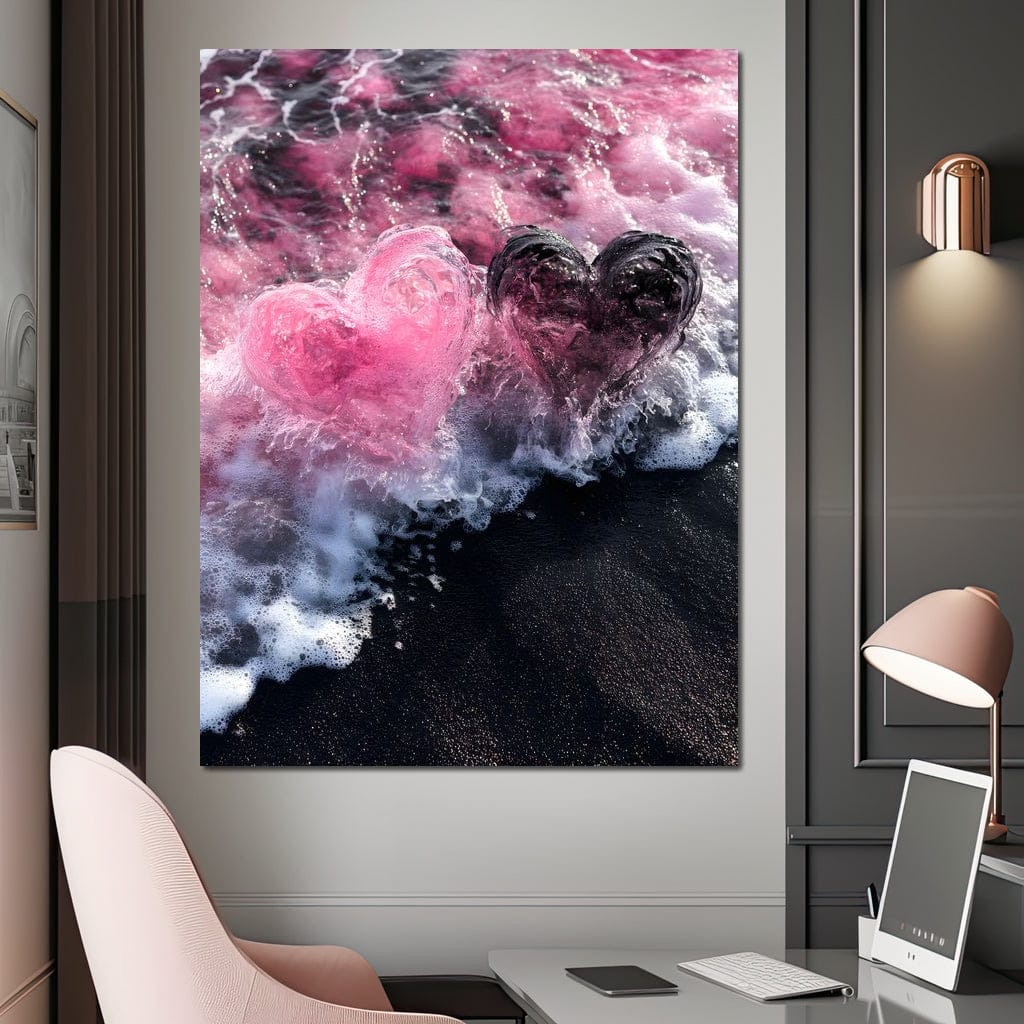 Rose Quartz Hearts Tide Canvas Wall Art