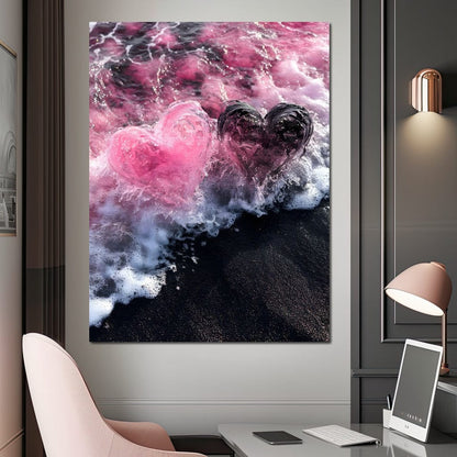 Rose Quartz Hearts Tide Canvas Wall Art