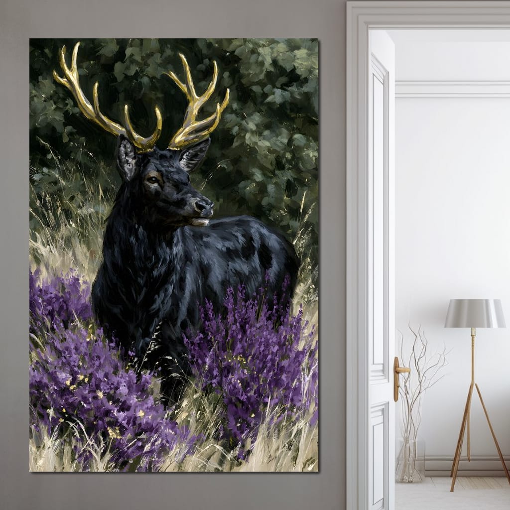 Black Deer Of Wild Fields Canvas Wall Art