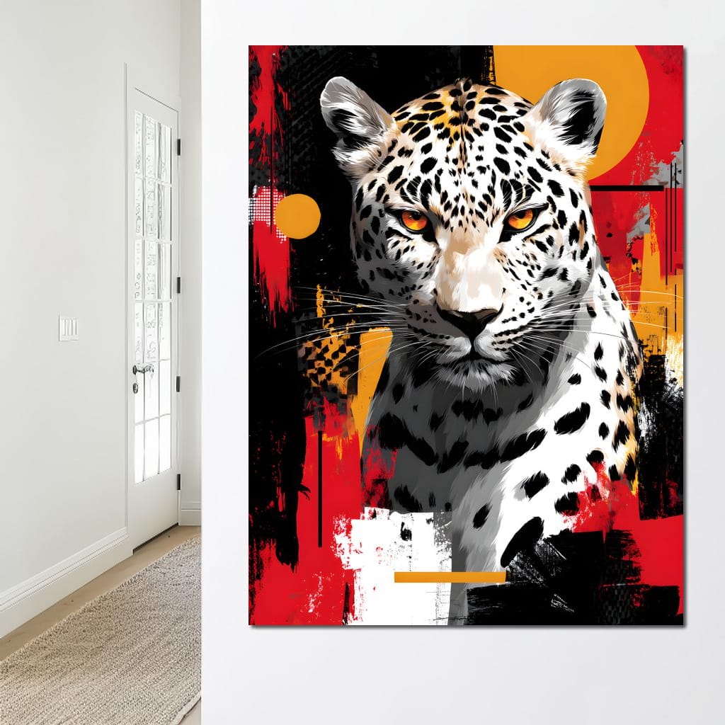 Golden Sun Leopard Stare Canvas Wall Art