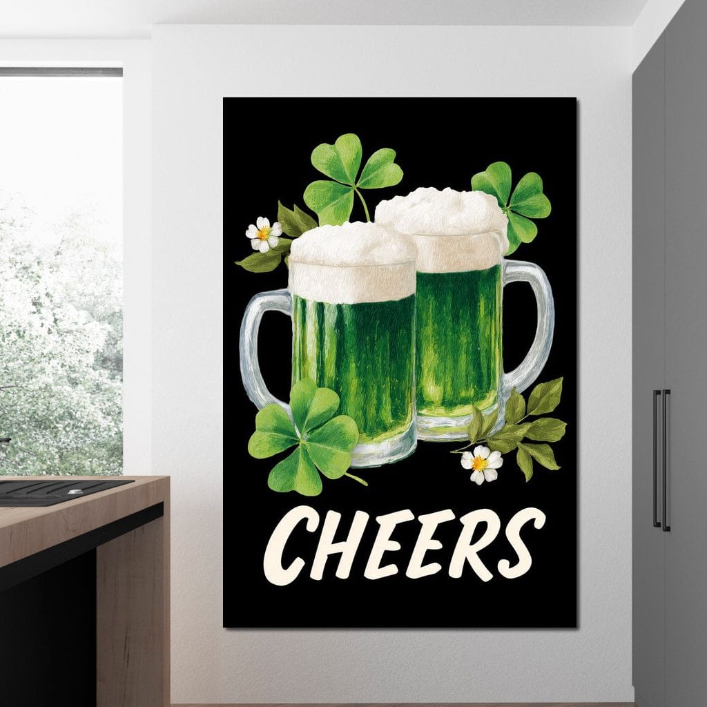 Lucky Clover Beer Cheers Canvas Wall Art