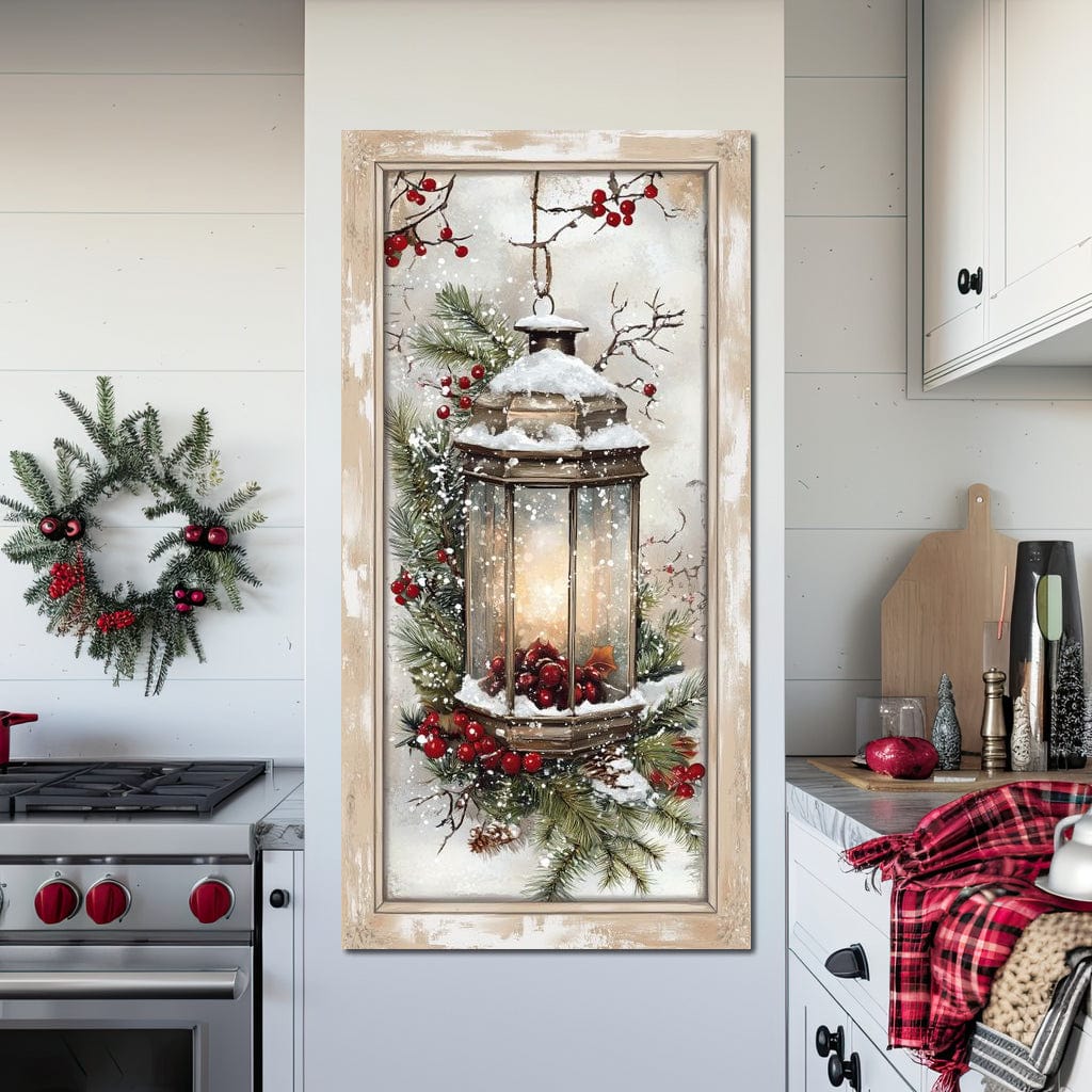 Lantern Glow Winter Enchantment Canvas Wall Art