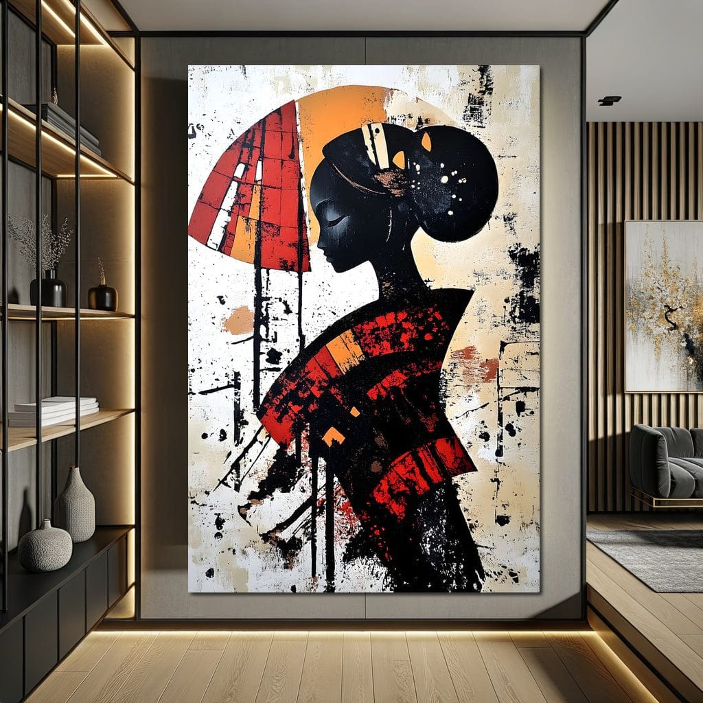 Silhouette Harmony in Amber Tones Canvas Wall Art